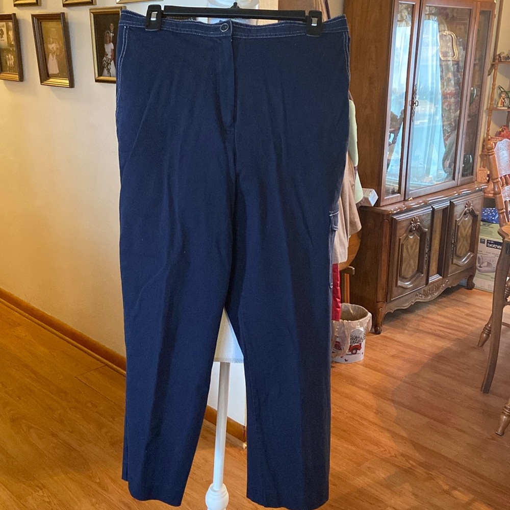 Women’s navy and white pants. Size 14